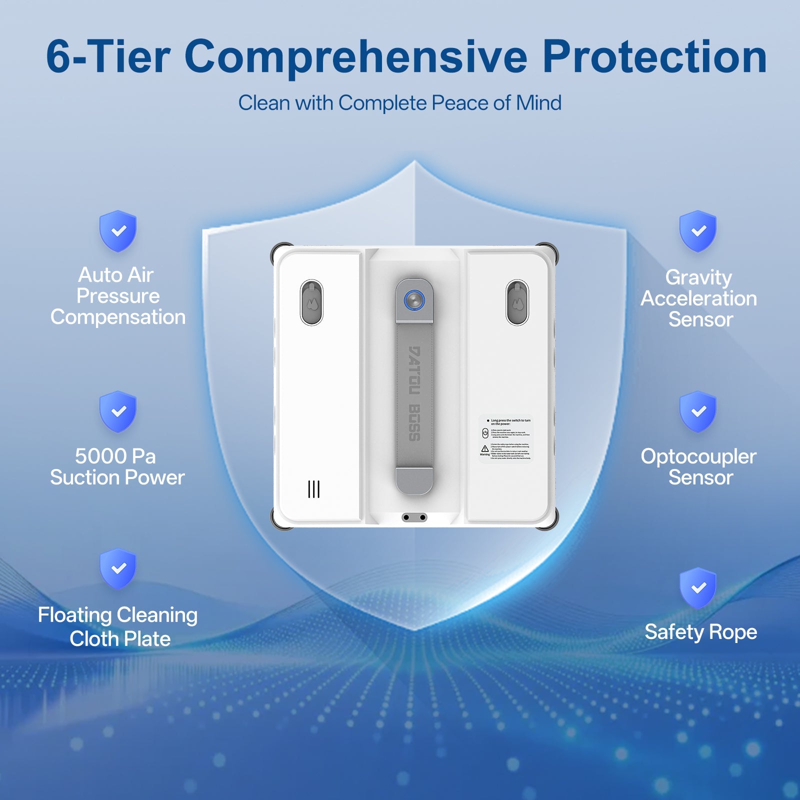 DATOUBOSS Smart Window Cleaning Robot with App & Remote Control, 200ml Water Tank, Powerful Suction, AI Navigation, Ultrasonic Dual Spray System for Glass, Mirrors & Tiles - Xdatou | Rechargeable Lifepo4 Batteries Voltage Converters Inverter