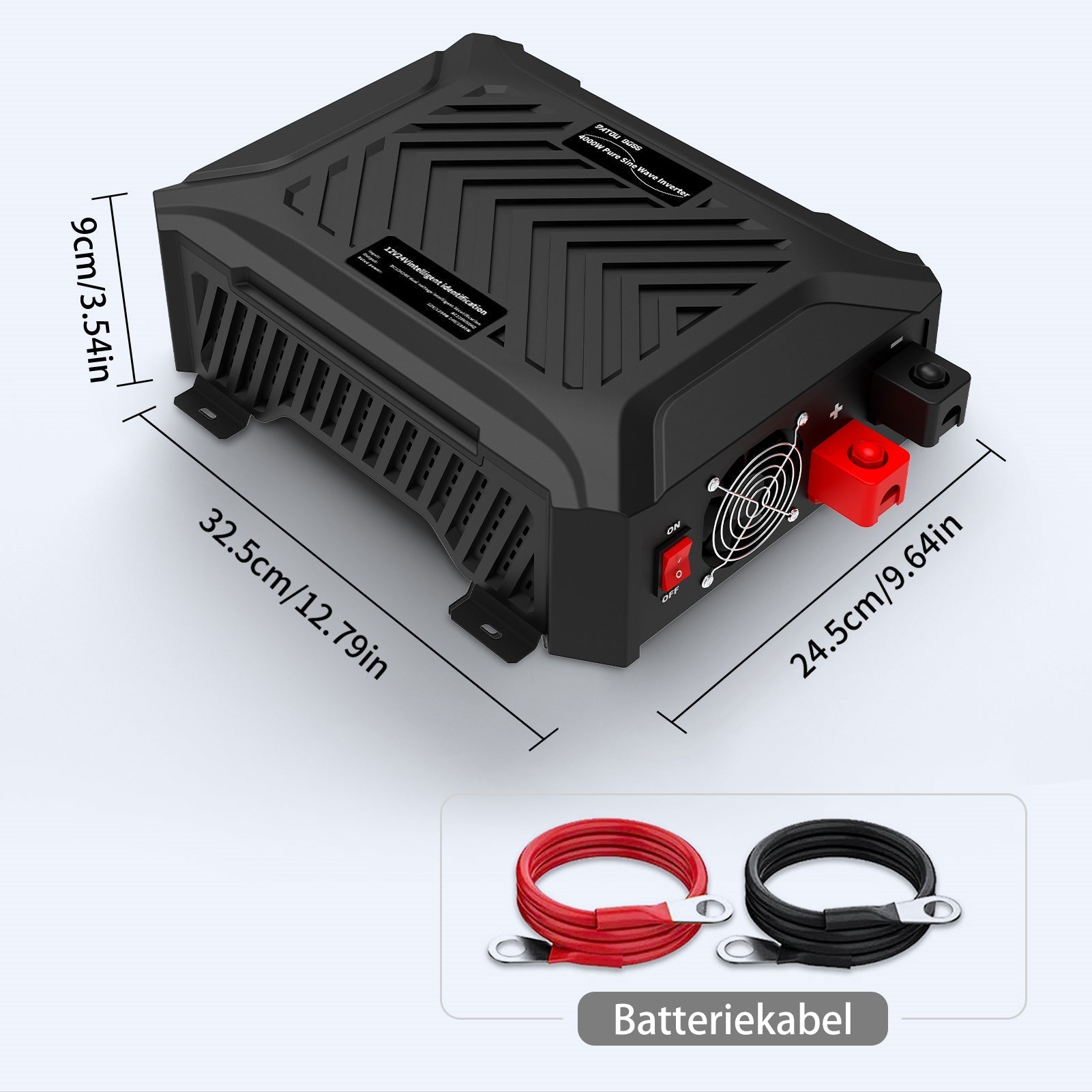 DATOUBOSS Intelligent Dual Voltage Pure Sine Wave Inverter 1200W/2000W, 12V/24V to 230V, for RVS home offgrid system