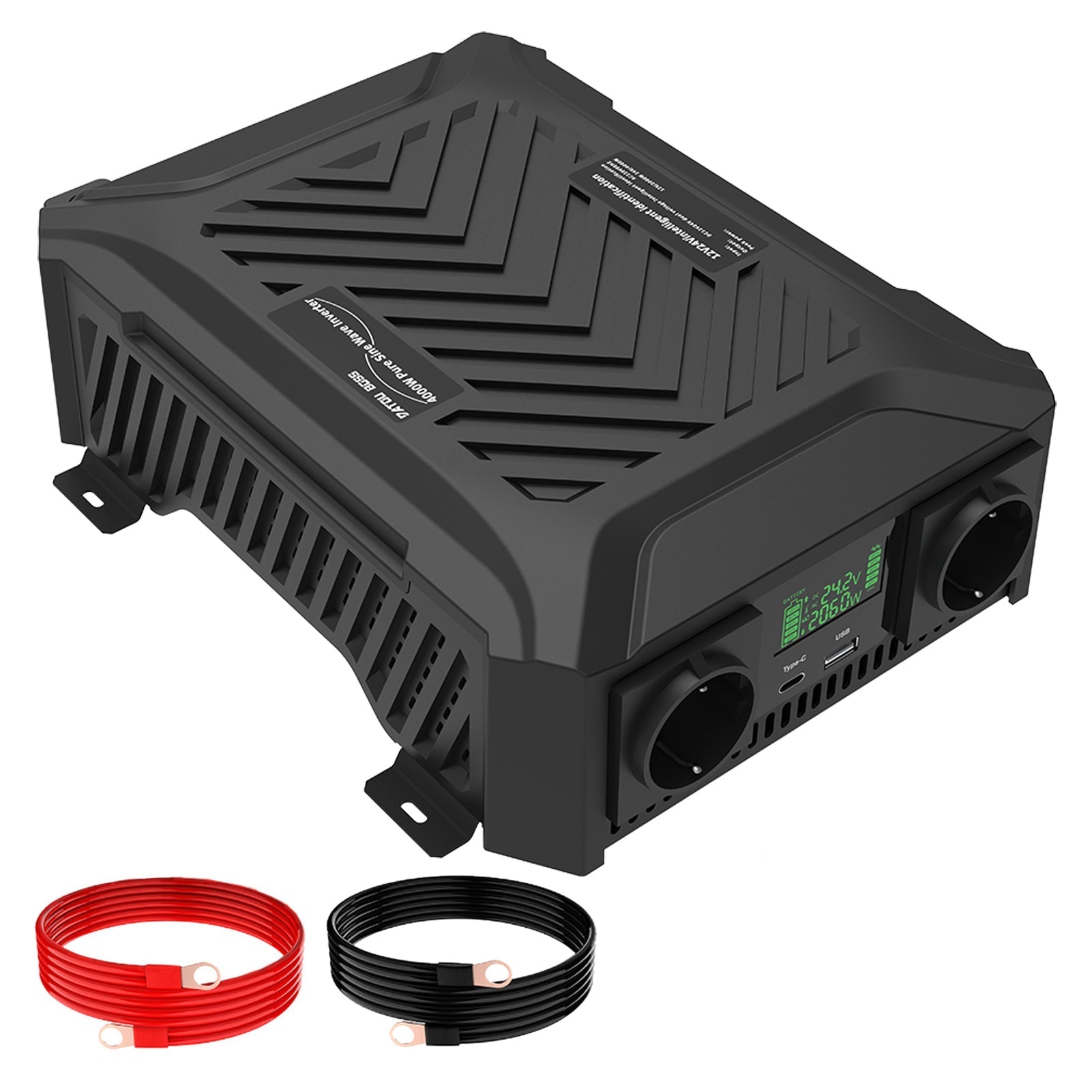 DATOUBOSS Intelligent Dual Voltage Pure Sine Wave Inverter 1200W/2000W, 12V/24V to 230V, for RVS home offgrid system