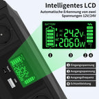 DATOUBOSS Intelligent Dual Voltage Pure Sine Wave Inverter 1200W/2000W, 12V/24V to 230V, for RVS home offgrid system