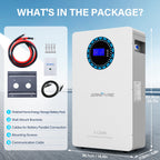 GRNPVRE 51.2V 100Ah LiFePO4 Battery, 5.12kWh, 100A BMS , Wall-Mounted,  Up to 15 units parallel,for Energy Storage