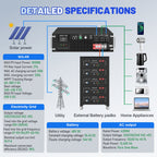 GRNPVRE 6200W 3U Rack Pure Sine Wave Solar Hybrid Inverter, 48VDC to 230VAC, 120A MPPT, 8500W PV Input, Built-in UPS Function, Battery-Free Operation, 27A PV Input, BMS Communication, Anti-Backflow Protection, Off-Grid & Grid-Connected Compatible - Xdatou | Rechargeable Lifepo4 Batteries Voltage Converters Inverter