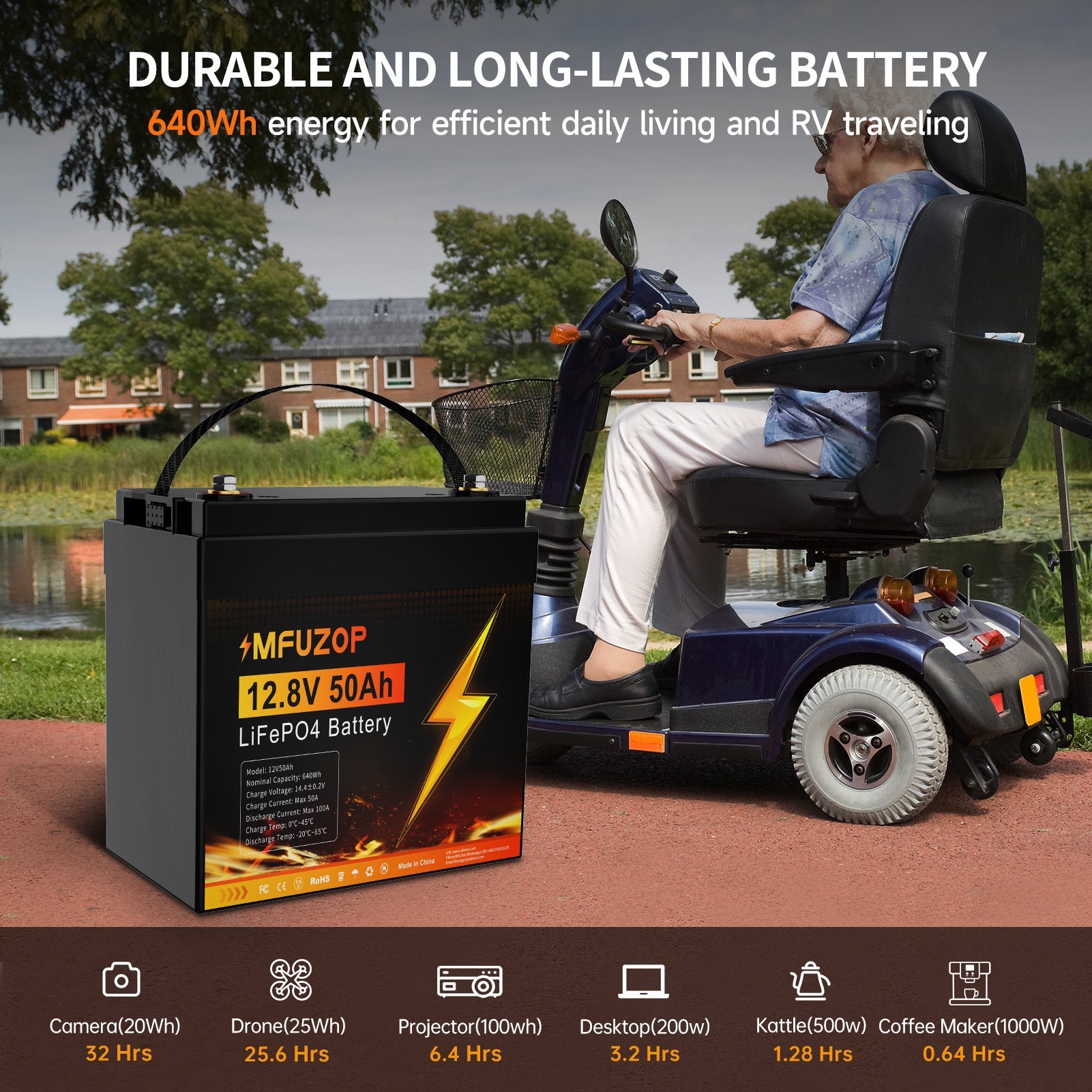 MFUZOP 12V 50Ah LiFePO4 Lithium Battery 12V 50Ah LiFePO4 Lithium Battery with 50A BMS Deep Cycle Battery for RV Solar Home System - Xdatou | Rechargeable Lifepo4 Batteries Voltage Converters Inverter