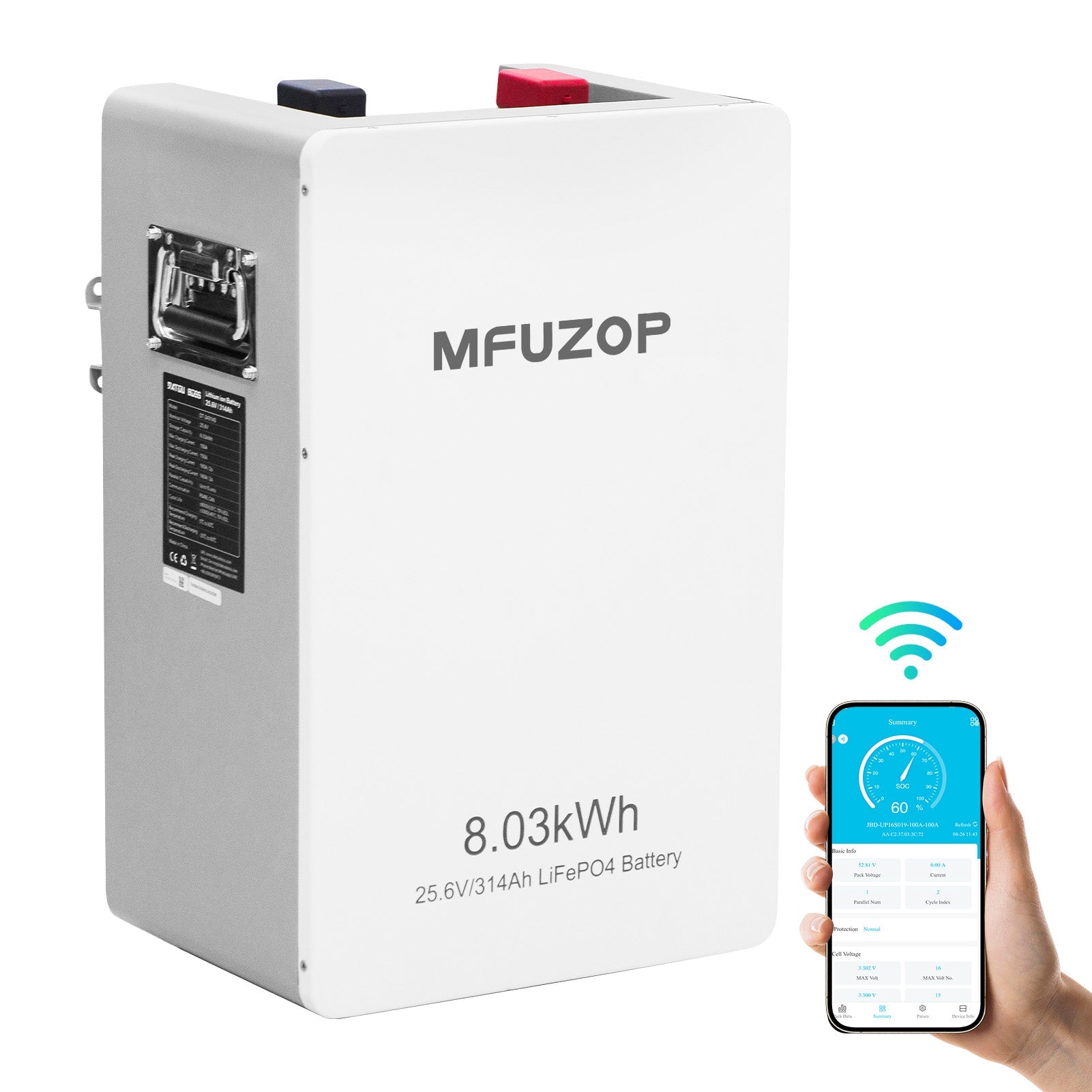 MFUZOP 24V 314Ah LiFePO4 Solar Battery, 8kWh Energy Storage with 150A BMS for Home & Off-Grid - Xdatou | Rechargeable Lifepo4 Batteries Voltage Converters Inverter