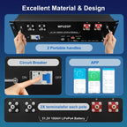 MFUZOP 48V 100Ah LiFePO4 Rack Mount Server Battery, 100A BMS, Bluetooth & app monitoring. for off-grid, backup power systems.