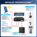 MFUZOP 6200W 3U Rack Pure Sine Wave Solar Hybrid Inverter, 48VDC to 230VAC, 120A MPPT, 8500W PV Input, Built-in UPS Function, Battery-Free Operation, 27A PV Input, BMS Communication, Anti-Backflow Protection, Off-Grid & Grid-Connected Compatible - Xdatou | Rechargeable Lifepo4 Batteries Voltage Converters Inverter