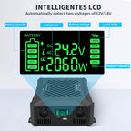 MFUZOP Smart Dual Voltage Pure Sine Wave Inverter, , 12V/24V to 230V, 1200W/2000W, for RV home etc. - Xdatou | Rechargeable Lifepo4 Batteries Voltage Converters Inverter
