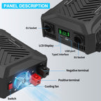 MFUZOP Smart Dual Voltage Pure Sine Wave Inverter, , 12V/24V to 230V, 1200W/2000W, for RV home etc. - Xdatou | Rechargeable Lifepo4 Batteries Voltage Converters Inverter